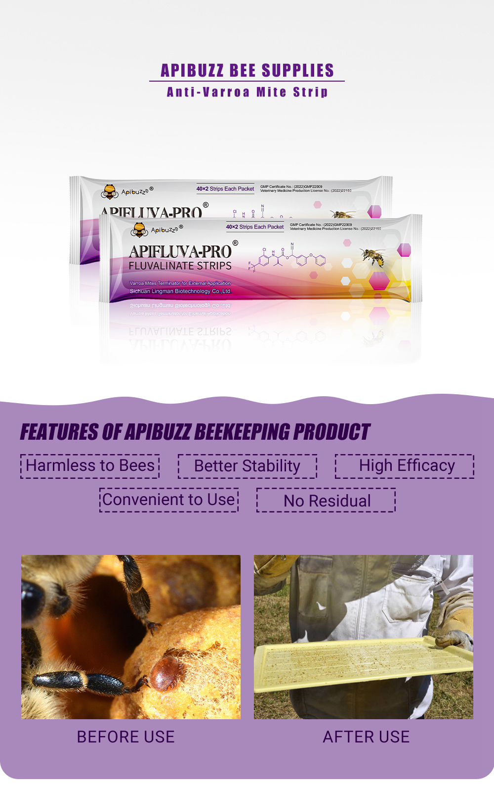Bandelettes APIFLUVA-PRO Varroa