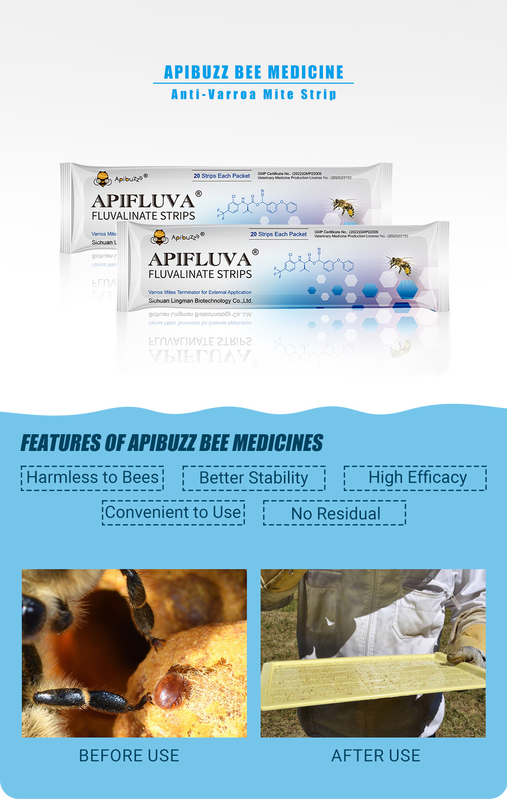 Bandes anti-acariens APIFLUVA - Paquet de 20