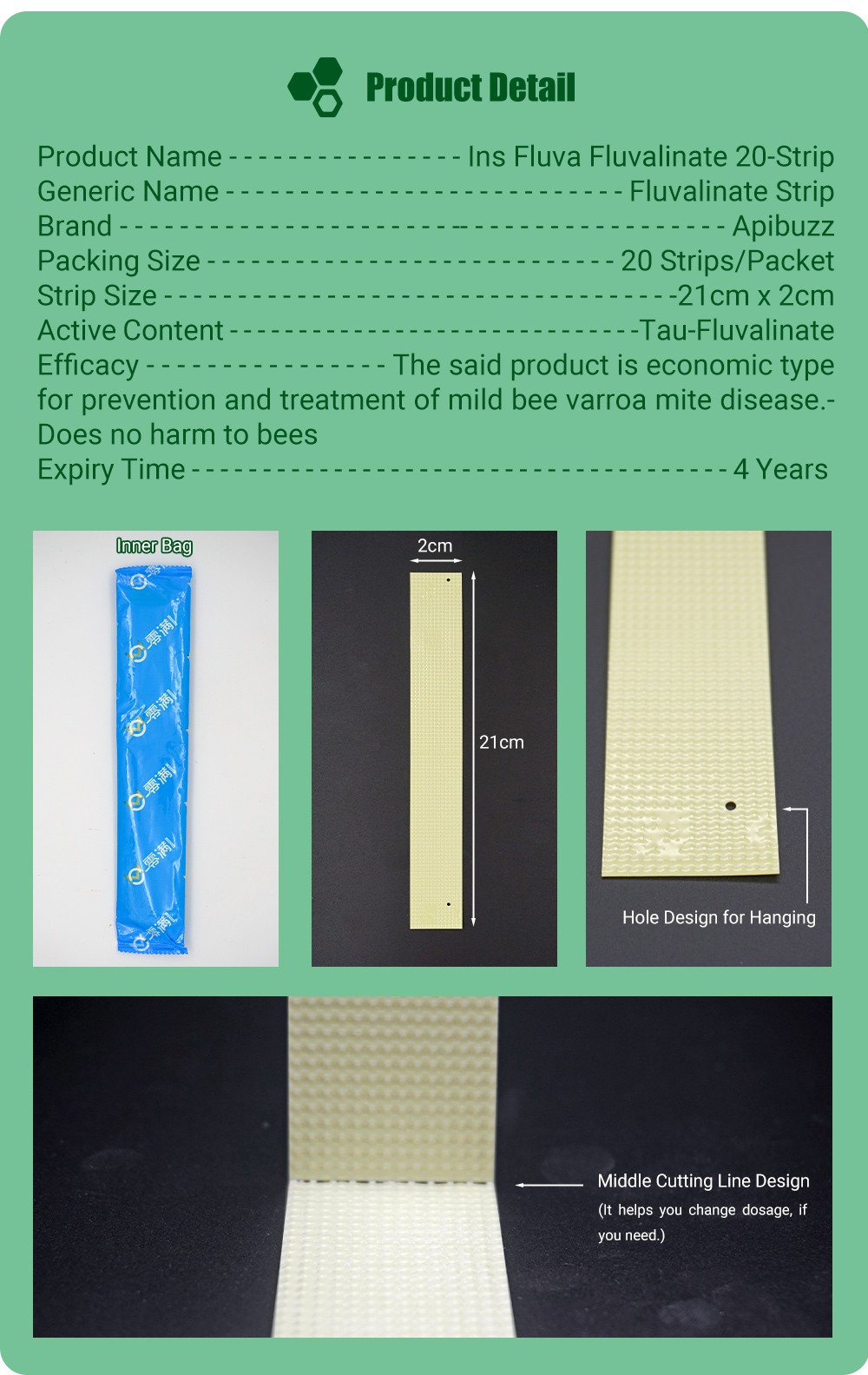 Bandes de traitement douces contre les acariens des abeilles INS FLUVA